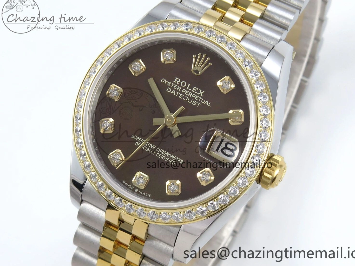 0515 DateJust 31 278383RBR ARF 1:1 Best Edition 904L Steel Brown Diamonds Dial Diamonds Bezel on SS YG Jubilee Bracelet ETA Snug 409